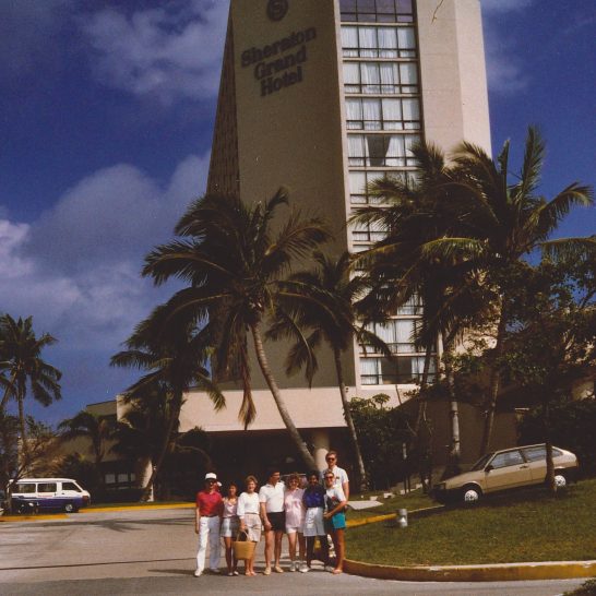 Co-workers in front of the Sheraton Grande Hotel, Nassau Bahamas Feb 1988